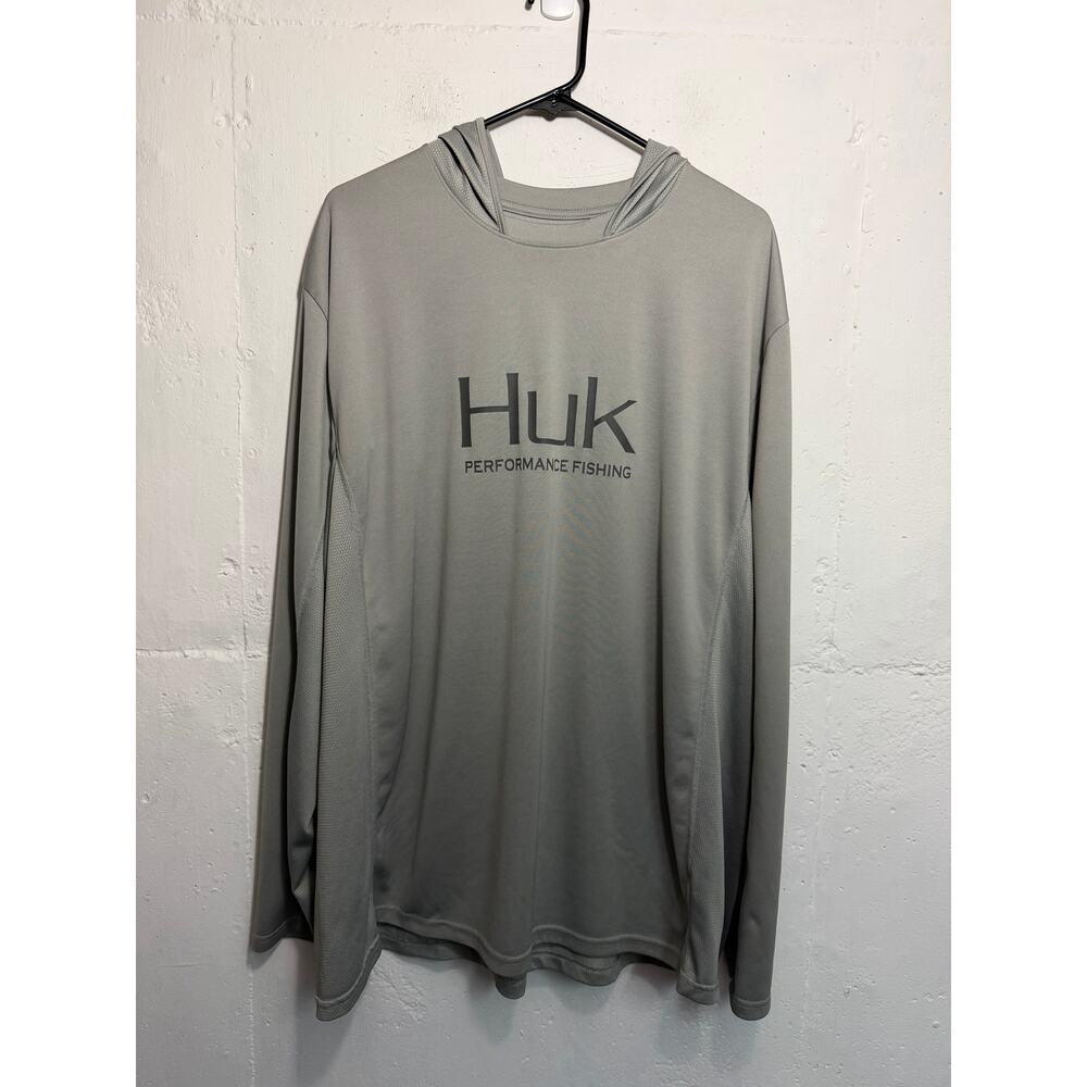 HUK Mens FIshing Hooded Long Sleeve XXXL Gray